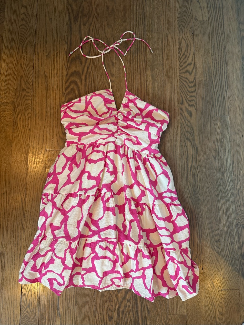 Day + Moon Pink and White Halter Sundress